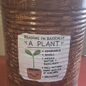 Brown Decorative Planter with Humorous Quote